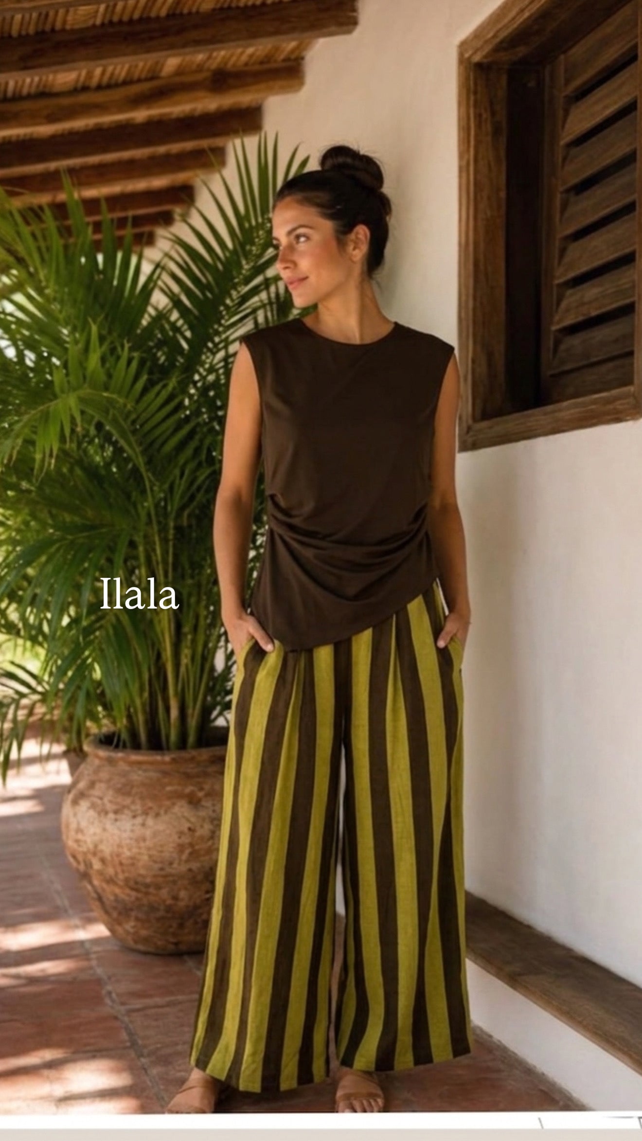 Pantalón lino raya