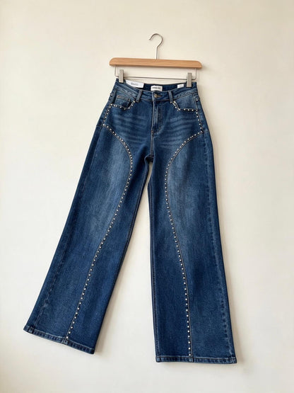 Pantalón Vaquero Azul Tachas