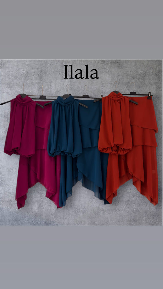 Conjunto de Top y falda asimétrica  de gasa