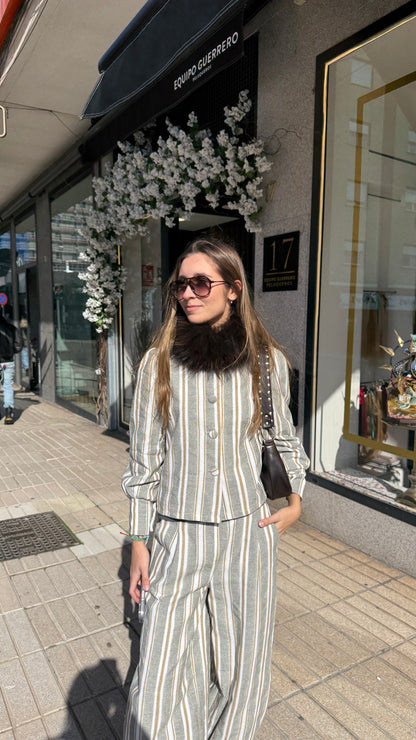 Chaqueta Raya Ancha Bicolor