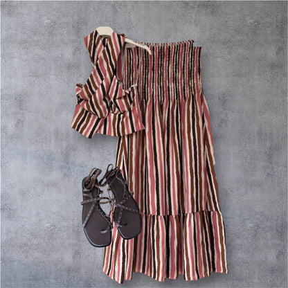 Conjunto Top cruzado y falda Rayas