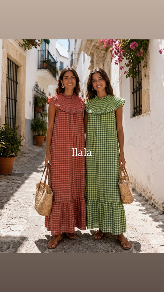 Vestido Cuello Fruncido