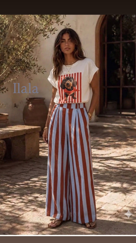 Pantalón lino raya