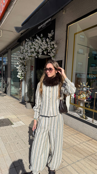 Chaqueta Raya Ancha Bicolor