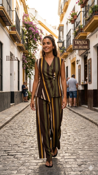 Conjunto Chaleco y pantalón Rayas