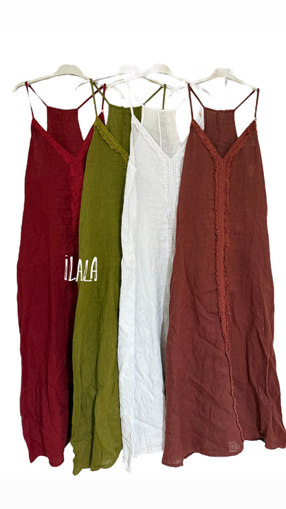 Vestido Lino Fleco