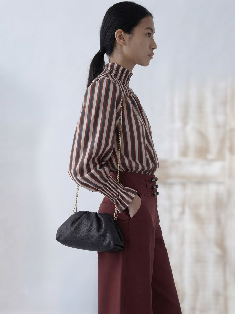 Blusa raya cuello fruncido