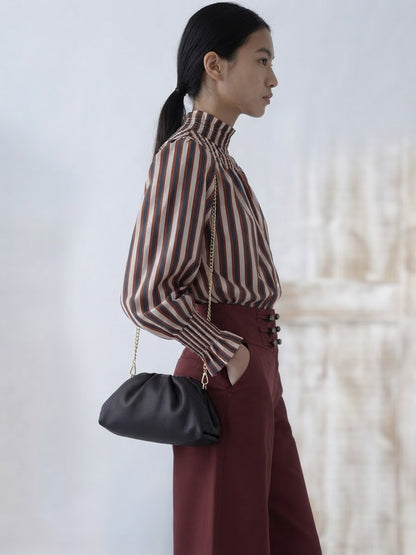 Blusa raya cuello fruncido