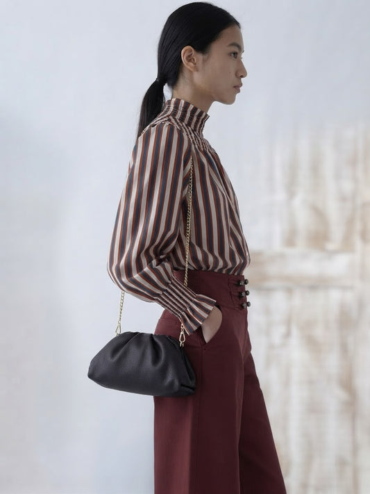 Blusa raya cuello fruncido