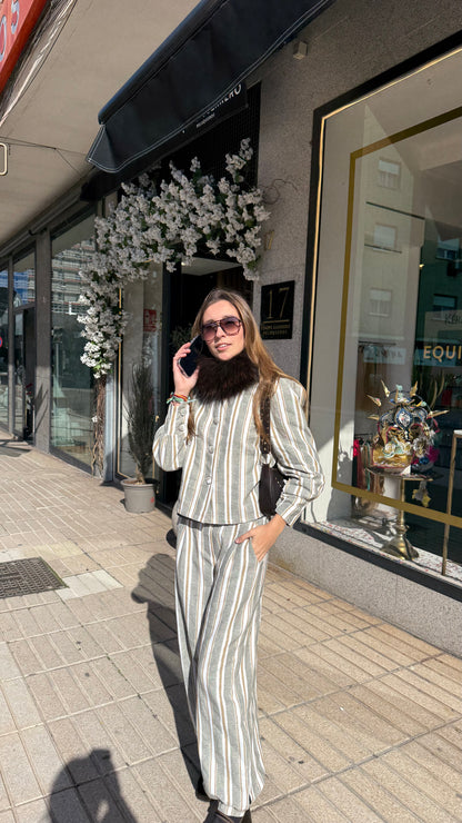 Chaqueta Raya Ancha Bicolor