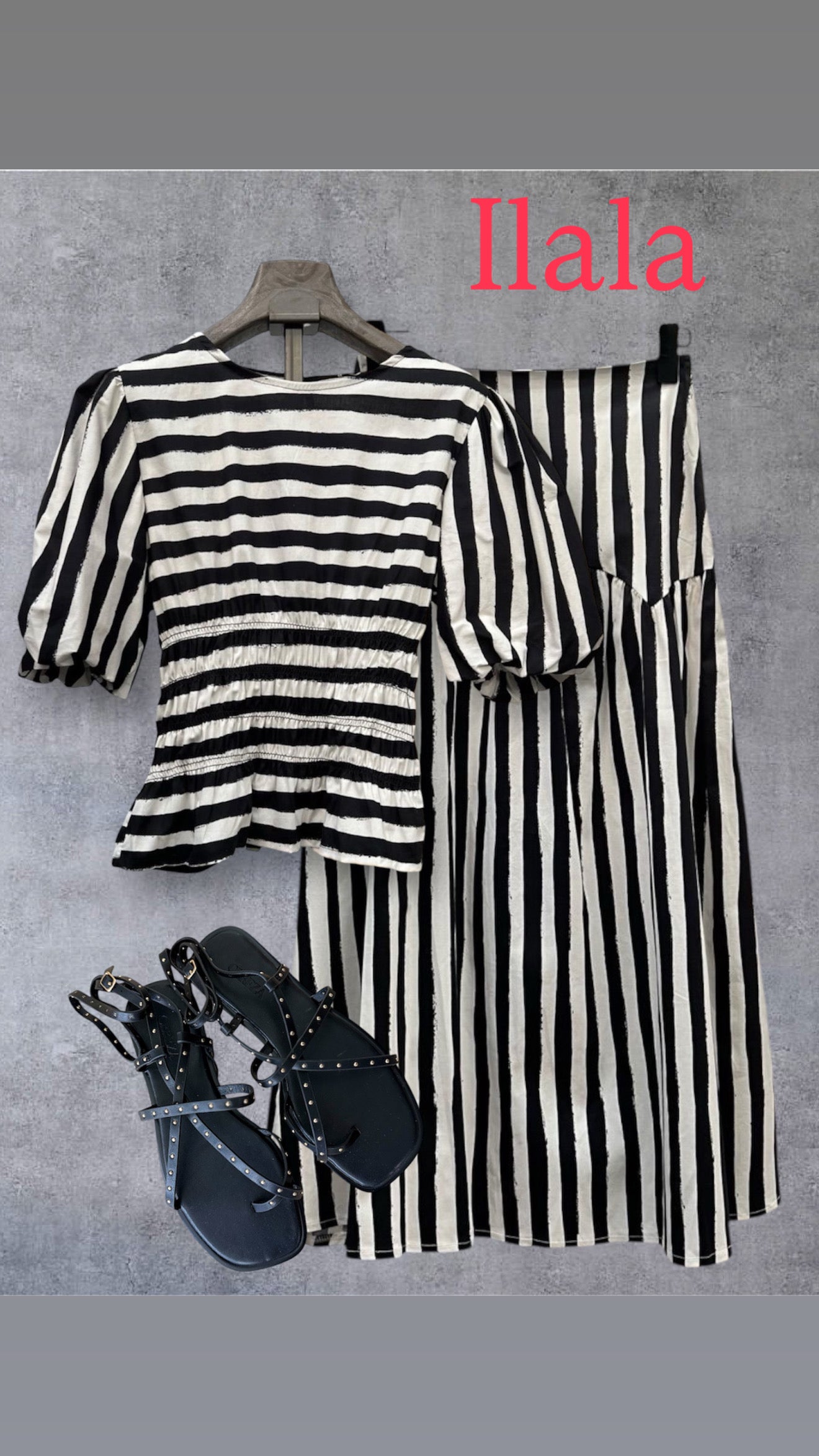 Conjunto blusa y falda Rayas