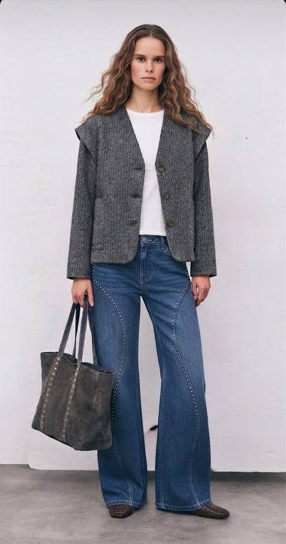 Pantalón Vaquero Azul Tachas