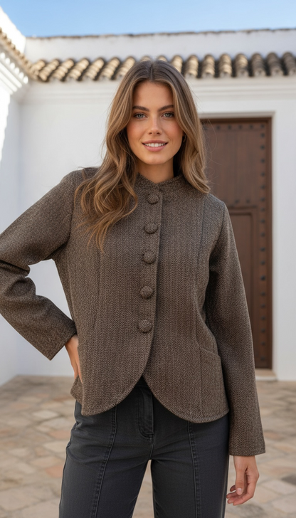 Chaqueta espiga cuello caja