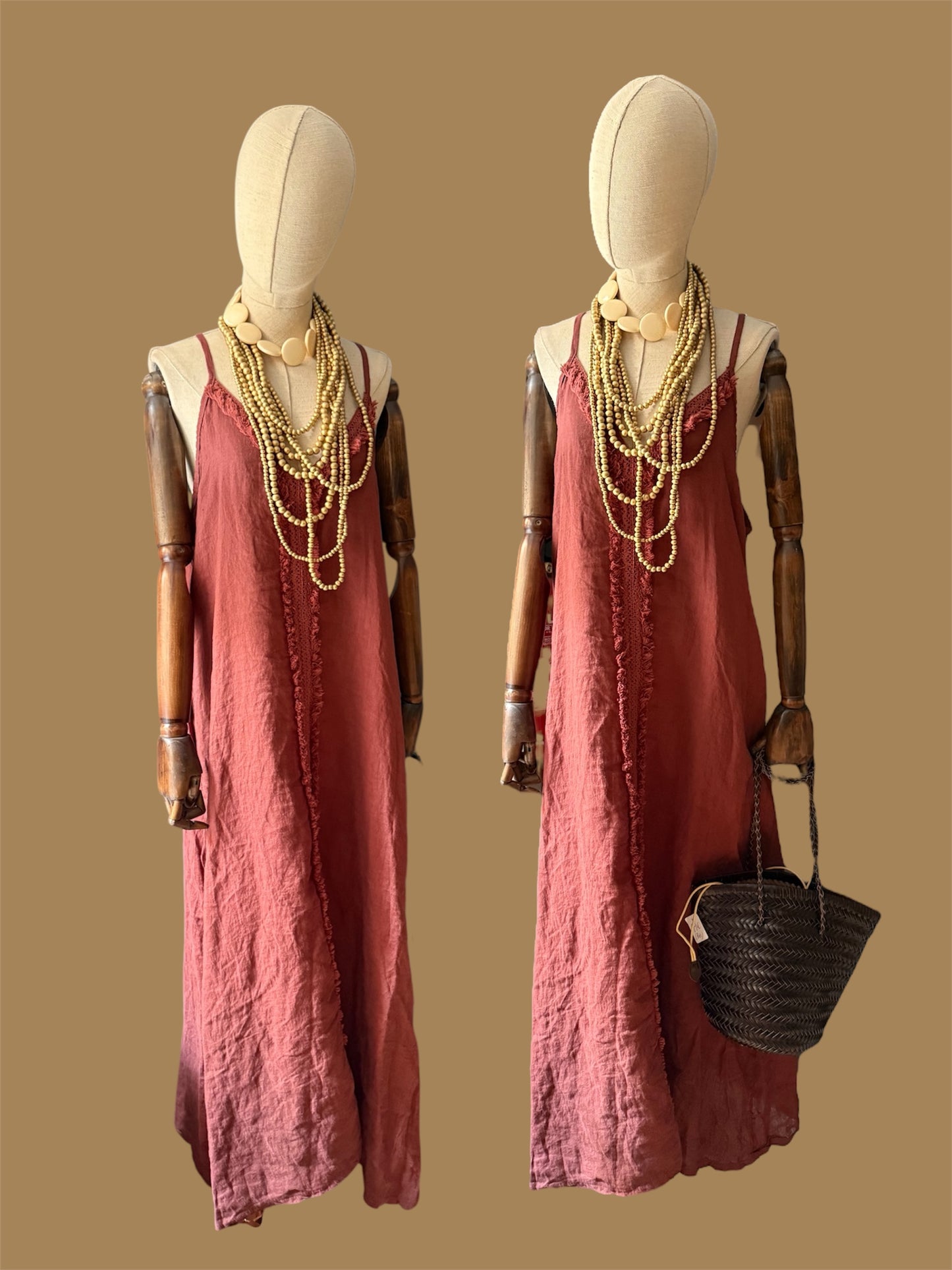 Vestido Lino Fleco
