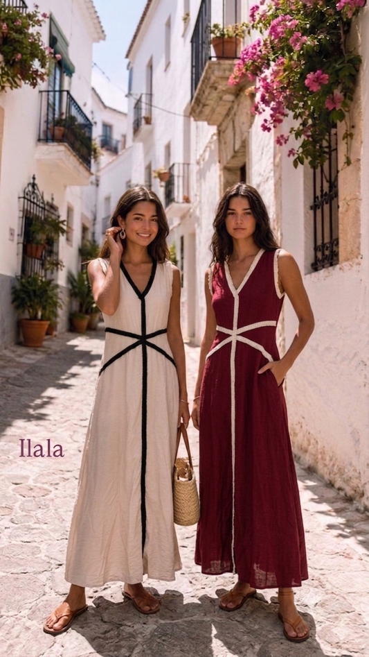 Vestido fleco cruzado
