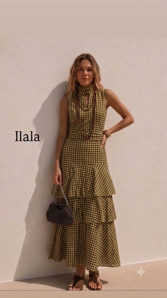 Vestido Vichy Tres volantes