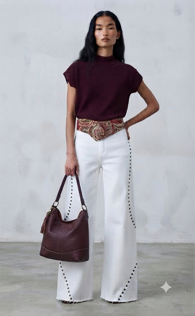 Pantalón Vaquero Tachas ondas