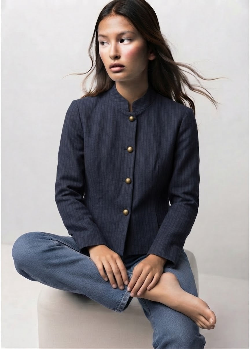 Chaqueta Botón mini raya