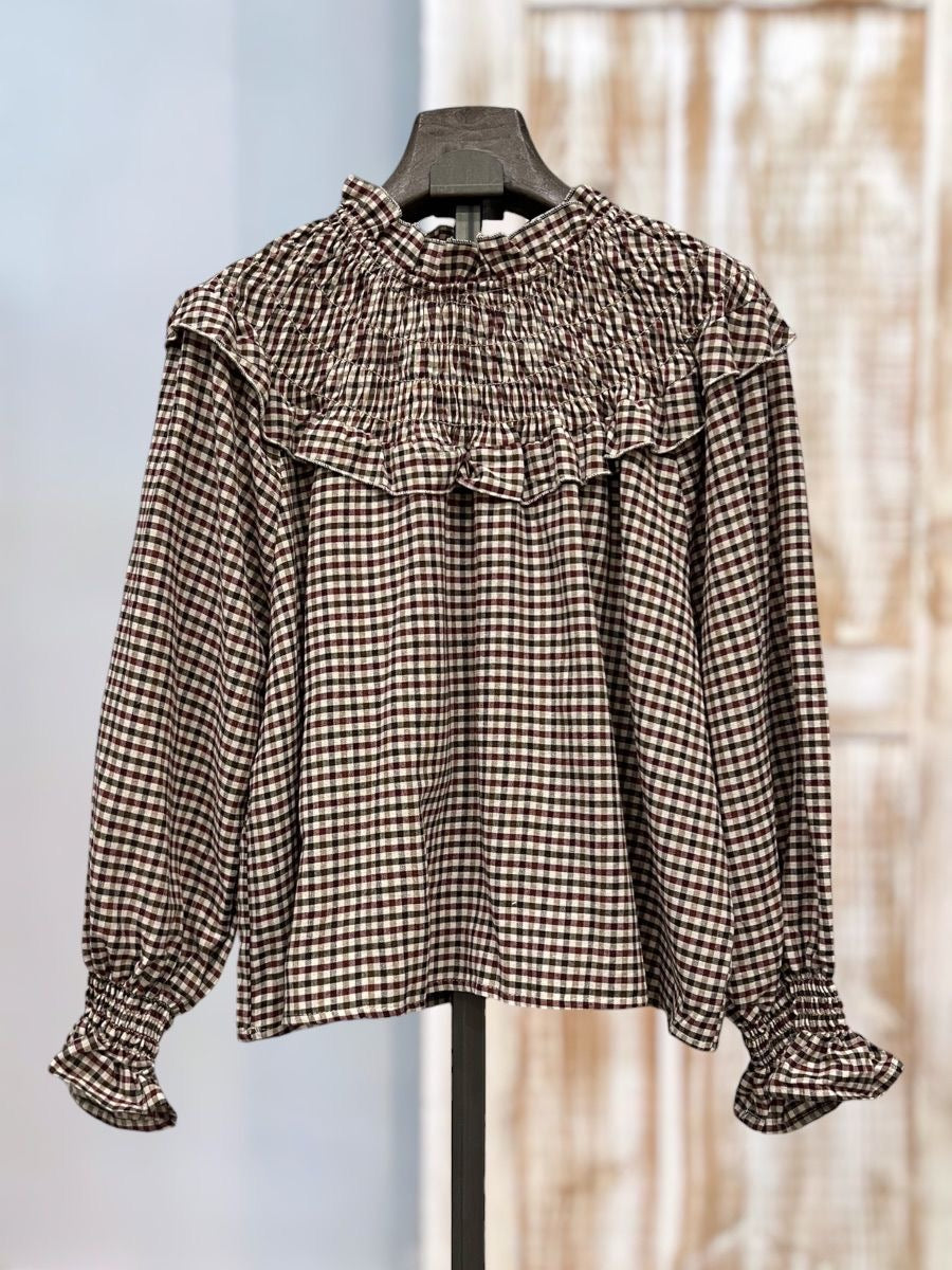 Blusa  Vichy Cuello fruncido