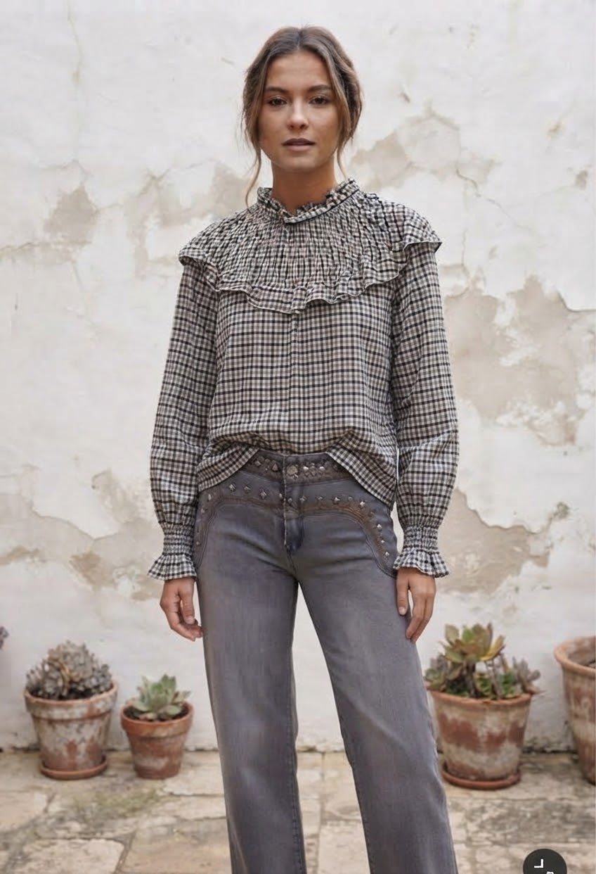 Blusa  Vichy Cuello fruncido