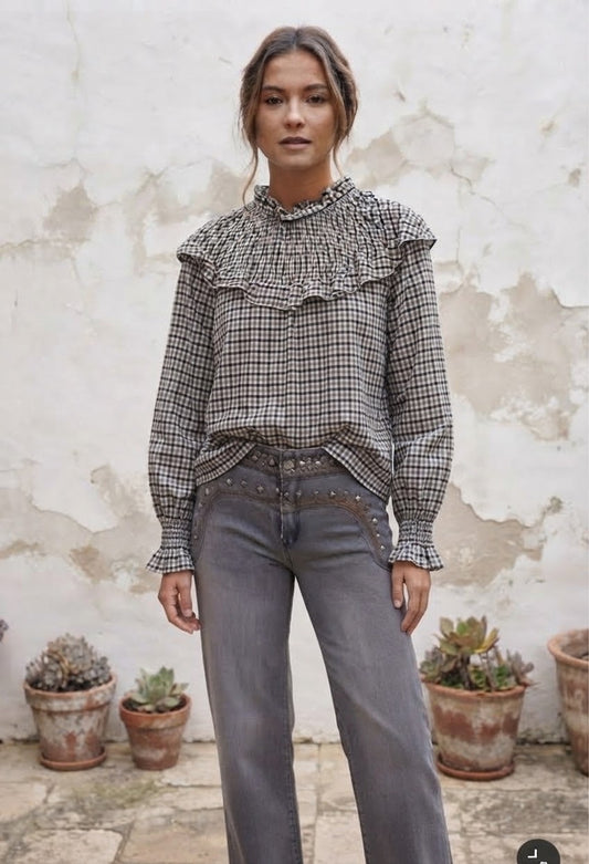 Blusa  Vichy Cuello fruncido